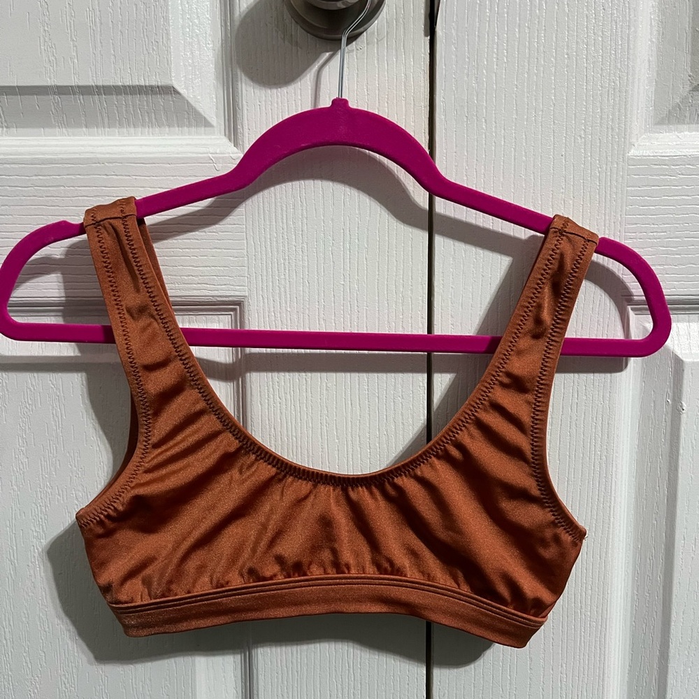 Ris-K Scoop Neck Bralette swim top - Burnt Orange NWOT